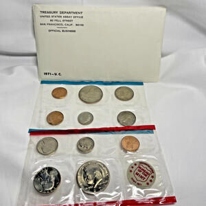 1971 Uncirculated Coin Set U.S Mint Original Government Packaging 11 Coins